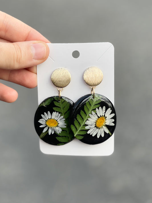 Gold and Black Daisies and Ferns