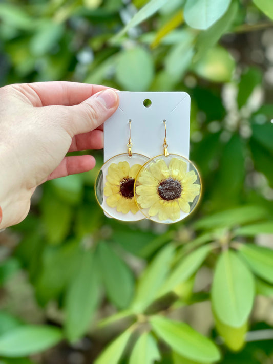 Extra Large Gold Sunflower Earrings