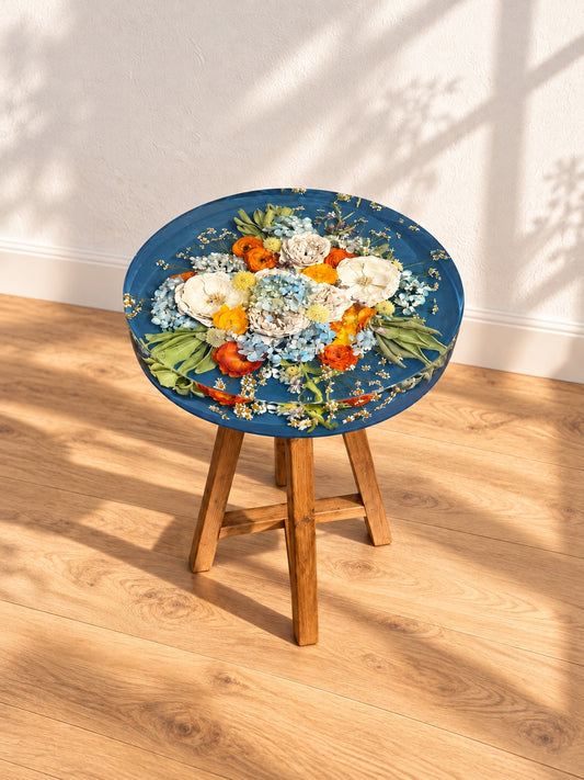 Circle Side Table (Wooden Base)