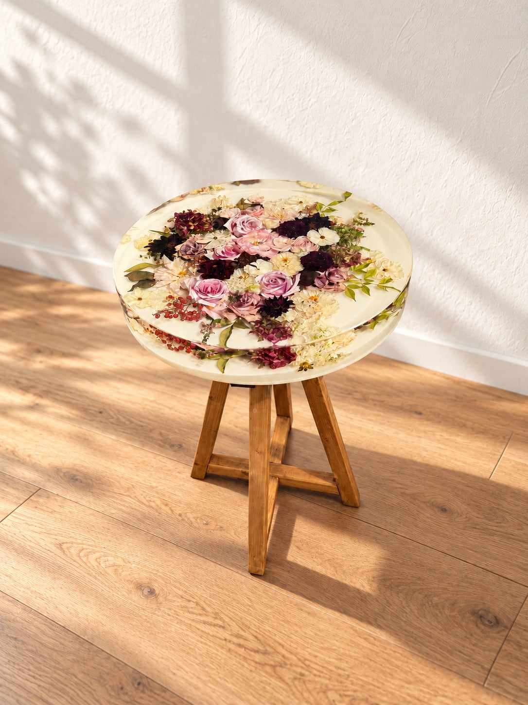 Circle Side Table (Wooden Base)