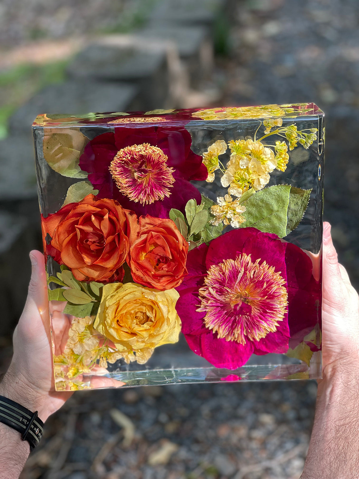 Preserved bridal bouquet in resin made by Still Meadows Boutique in Fredericksburg, VA