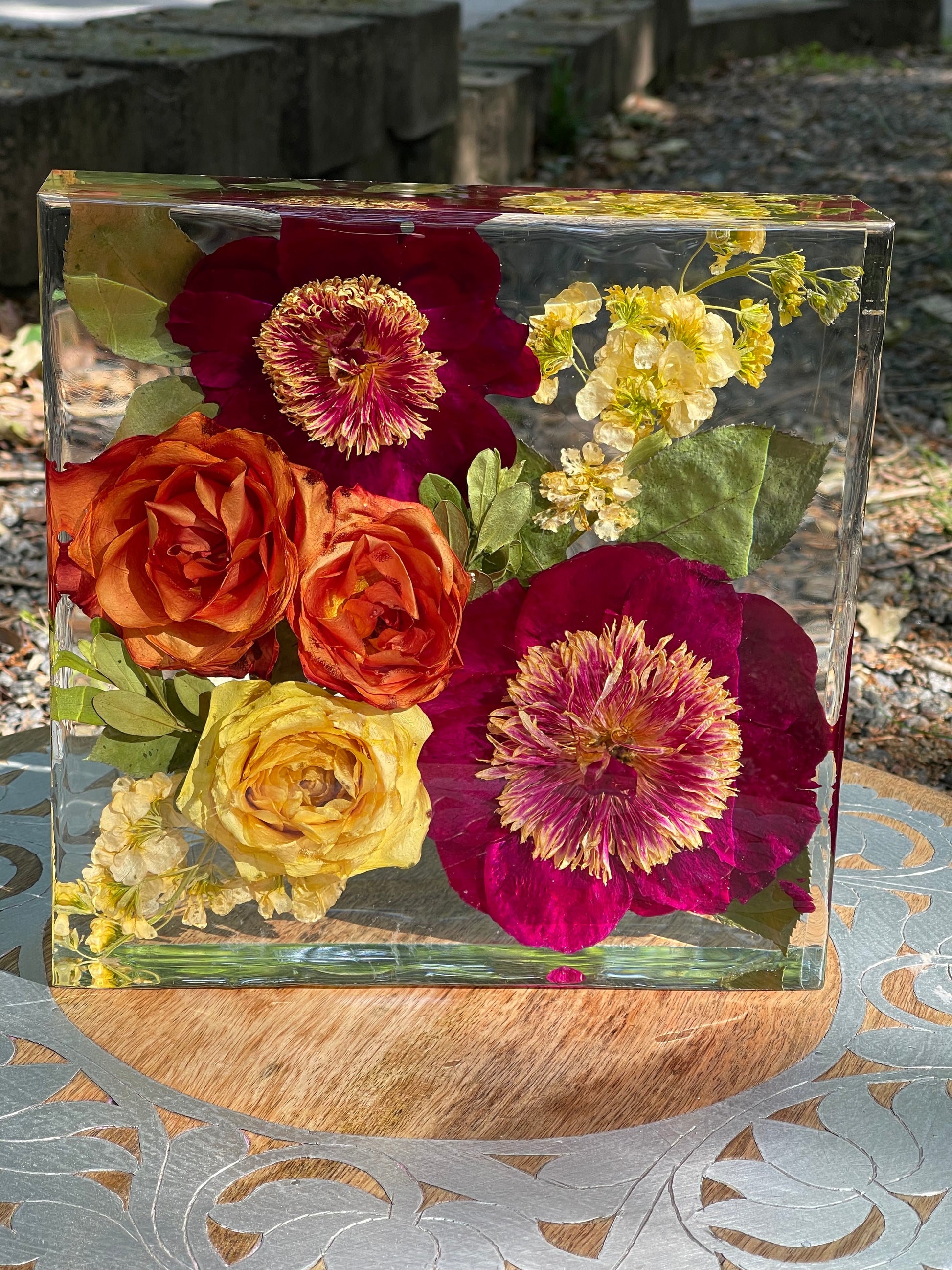 Preserved bridal bouquet in resin made by Still Meadows Boutique in Fredericksburg, VA